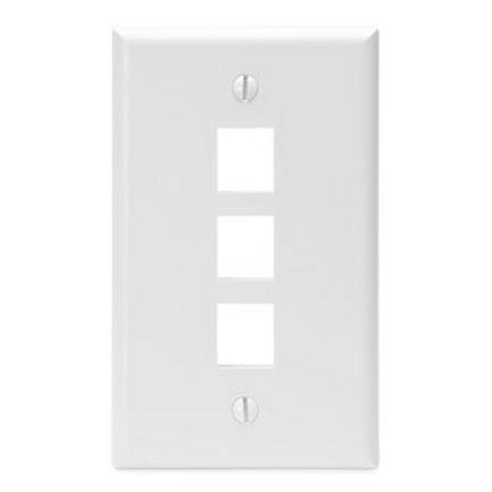 1-Gang 3-Port Wall Plate In White Indoor Lighting Parts & Accessories White