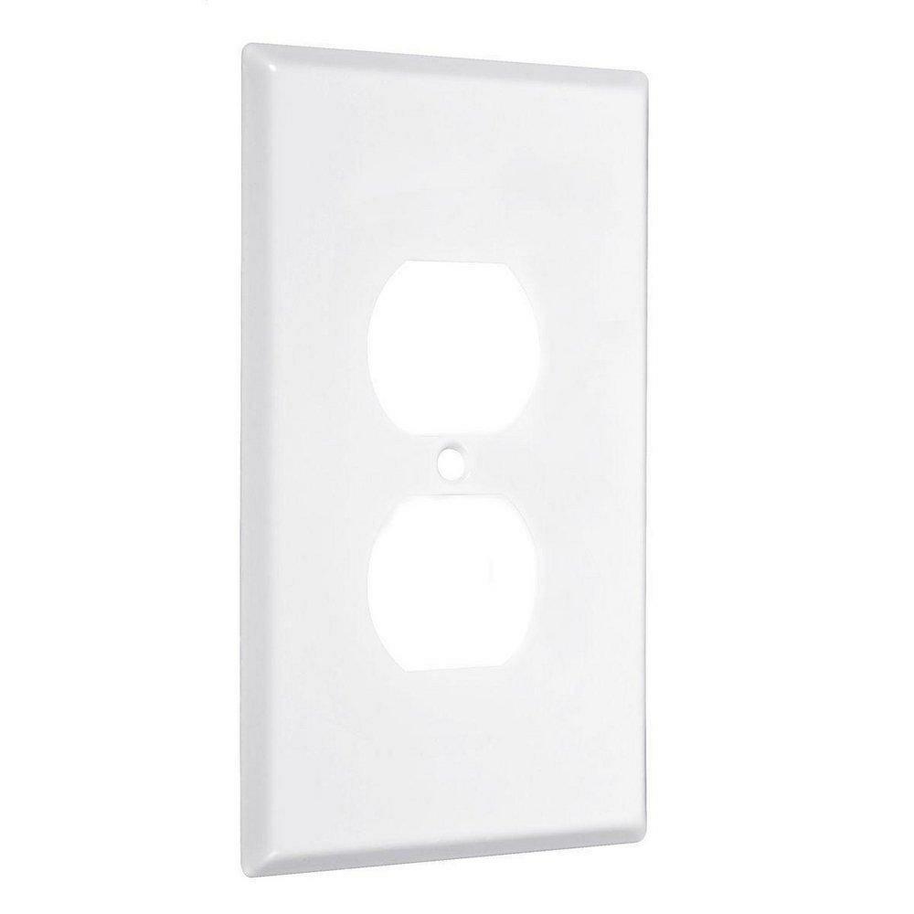 1-Gang Duplex Jumbo Metal Wall Plate In White Smooth Indoor Lighting Parts & Accessories White