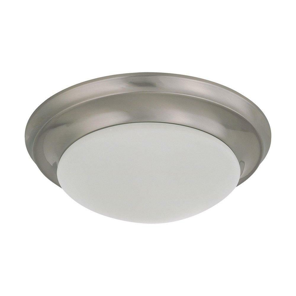 1 Light 60W 11-1/2 In. Flush Mount Twist & Lock With Frosted Shade Brushed Nickel Ceiling Lighting Brushed Nickel