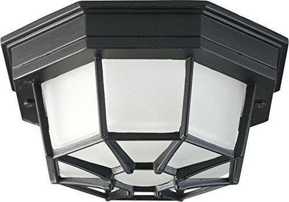 1-Light Incandescent Flushmount Light In Black Outdoor Ceiling Lighting Black