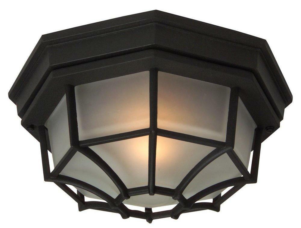 1-Light Large Flushmount In Matte Black Outdoor Ceiling Lighting Textured Matte Black