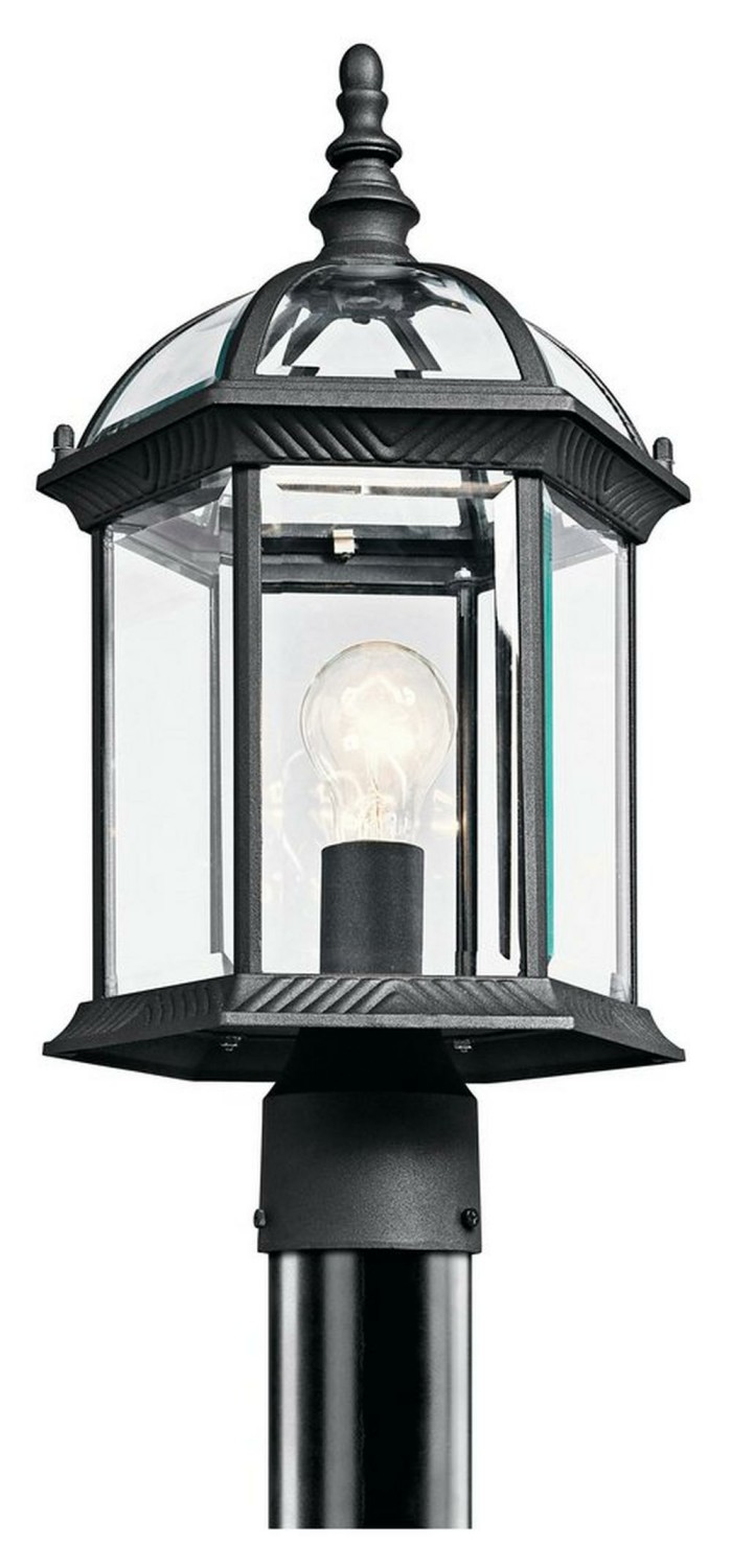 100W 1-Light Hybrid Outdoor Post Lantern In Black Outdoor Lighting Black