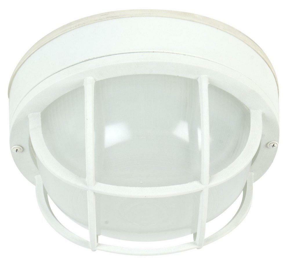 100W 1-Light Medium E-26 Incandescent Large Oval And Round Flush Mount Ceiling Fixture In Textured White Outdoor Ceiling Lighting Textured White