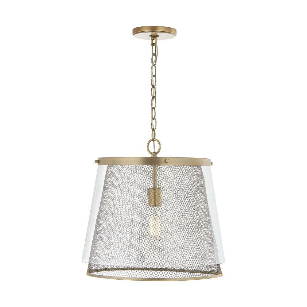 100W 1-Light Medium E-26 Incandescent Pendant In Aged Brass Indoor Lighting Aged Brass