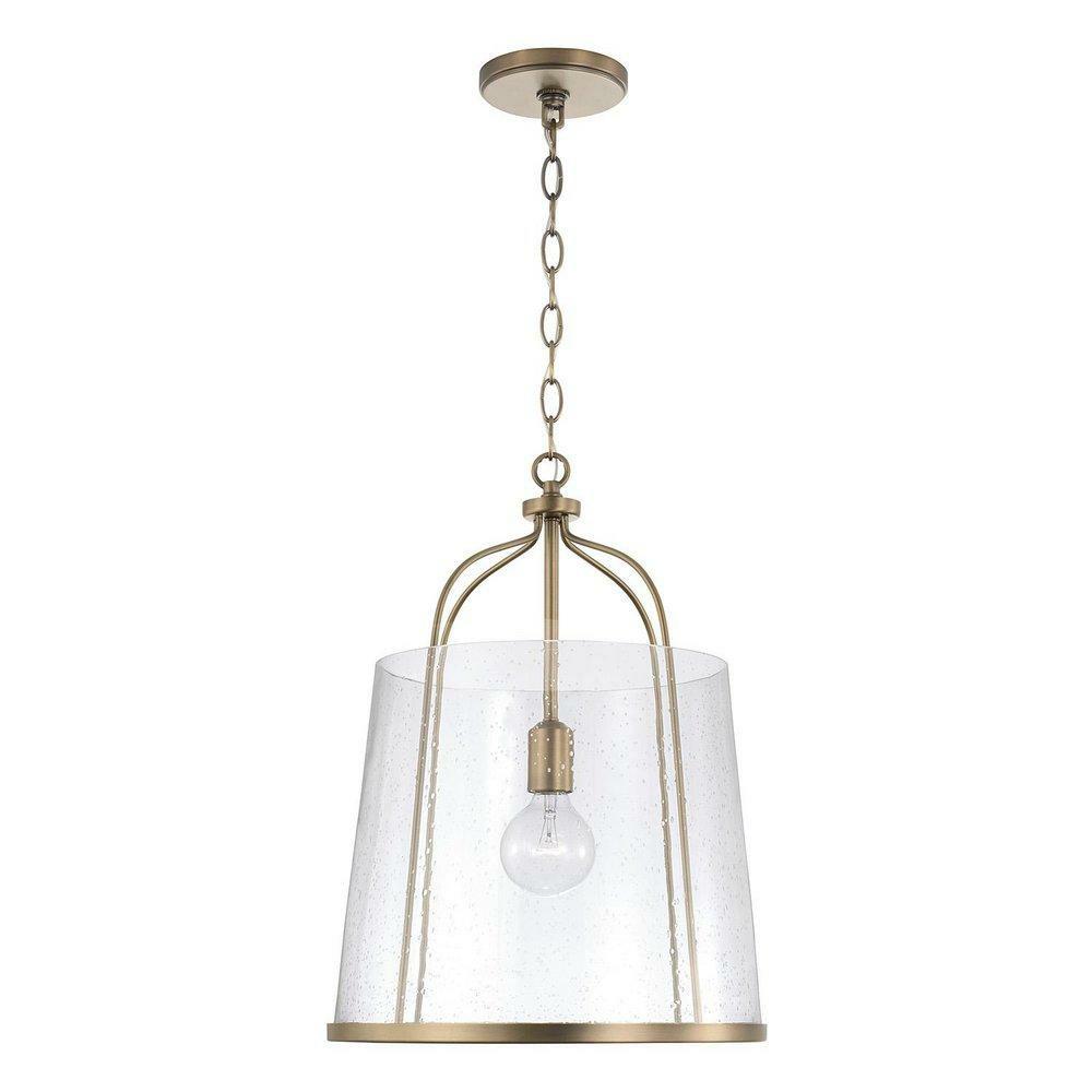 100W 1-Light Medium E-26 Incandescent Pendant In Aged Brass Indoor Lighting Aged Brass