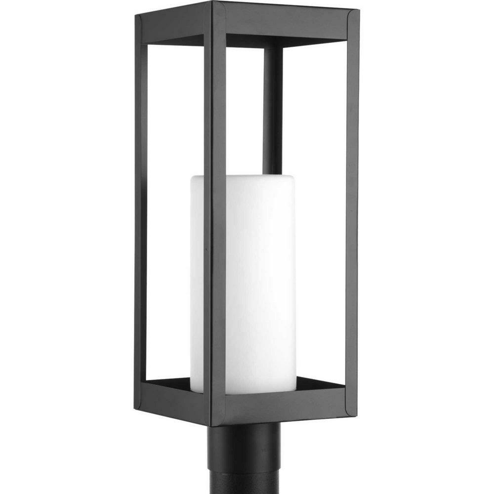 100W 1-Light Medium E-26 Incandescent Post Mount Lantern In Black Outdoor Lighting Black