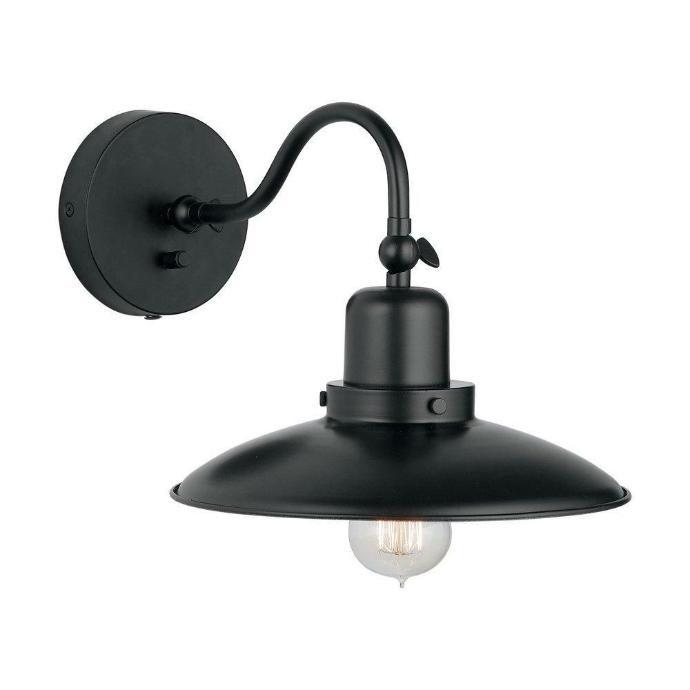 100W 1-Light Medium E-26 Incandescent Wall Sconce In Matte Black Indoor Lighting Matte Black