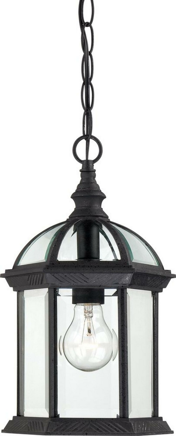 100W 1-Light Outdoor Pendant In Textured Black Outdoor Lighting Textured Black