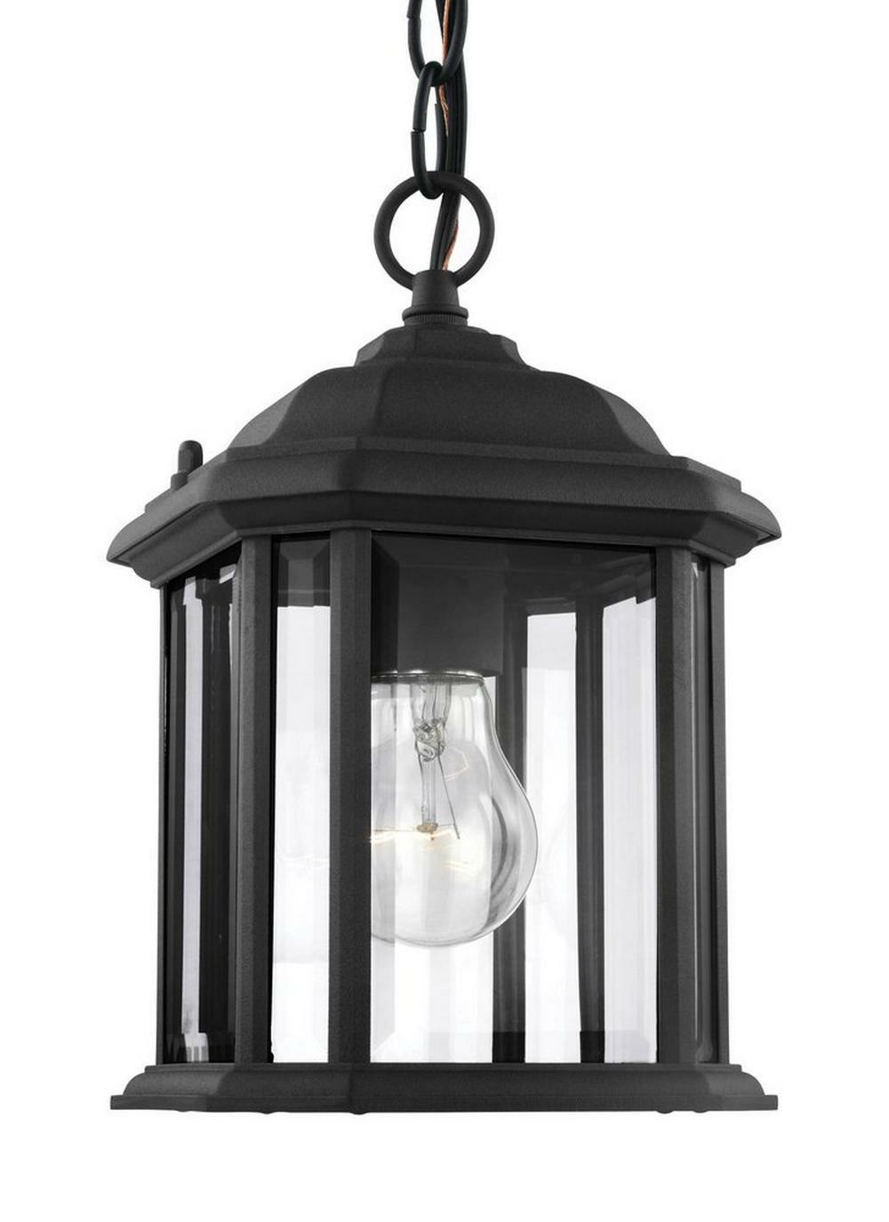 100W 1-Light Outdoor Semi-Flush Convertible Pendant In Black Outdoor Lighting Black