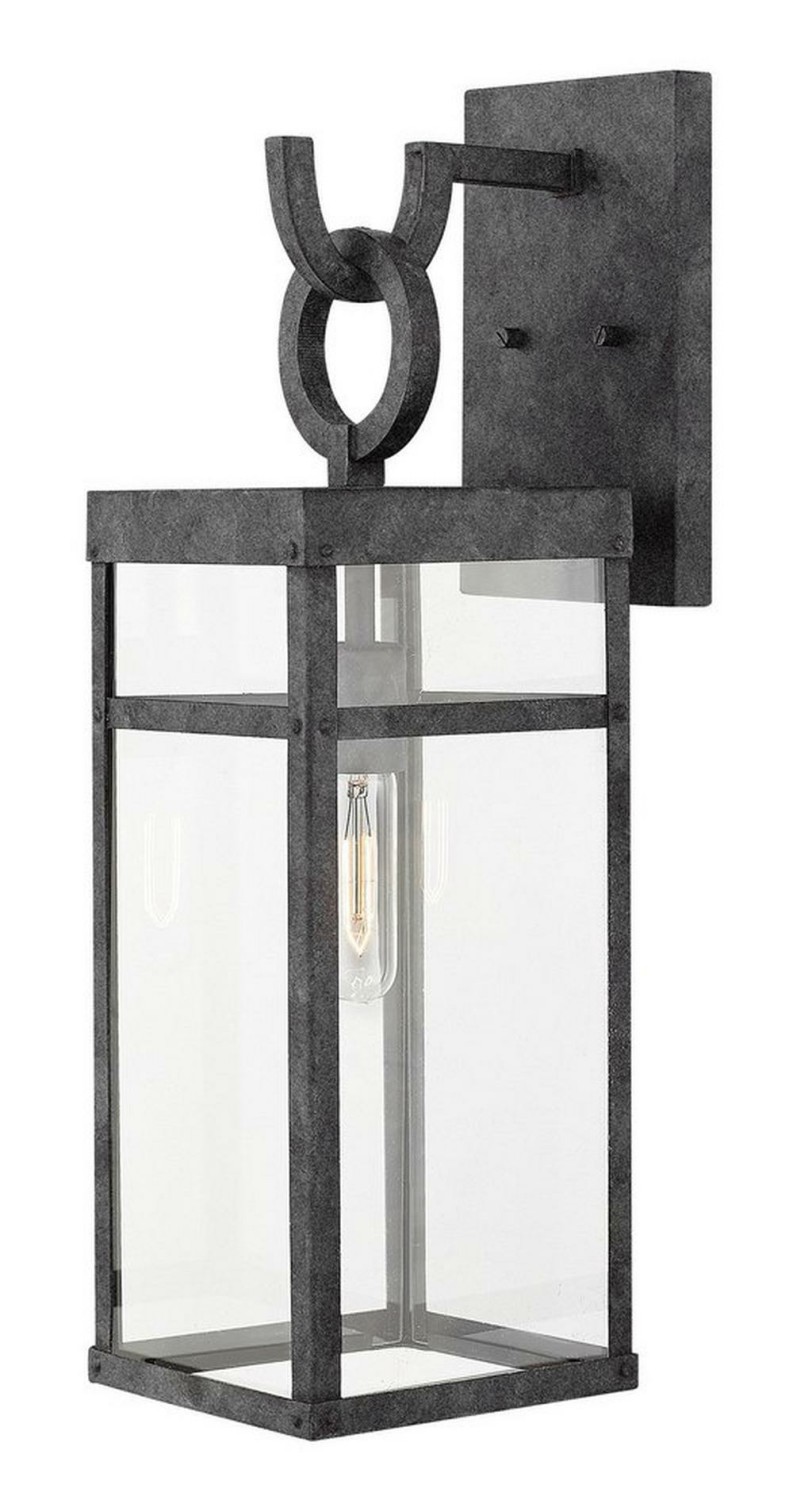 100W 1-Light Outdoor Wall Lantern In Aged Zinc Outdoor Lighting Aged Zinc