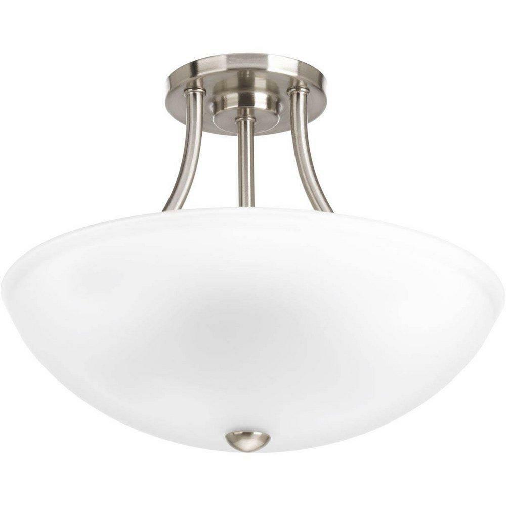 100W 2-Light Medium E-26 Base Incandescent Semi-Flushmount Ceiling Fixture In Brushed Nickel Ceiling Lighting Brushed Nickel