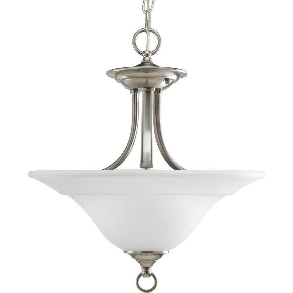 100W 2-Light Medium E-26 Incandescent Semi-Flush Ceiling Light In Brushed Nickel Ceiling Lighting Brushed Nickel