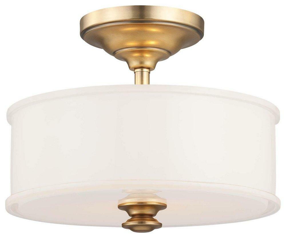 100W 2-Light Medium E-26 Incandescent Semi-Flush Ceiling Light In Liberty Gold Ceiling Lighting Liberty Gold