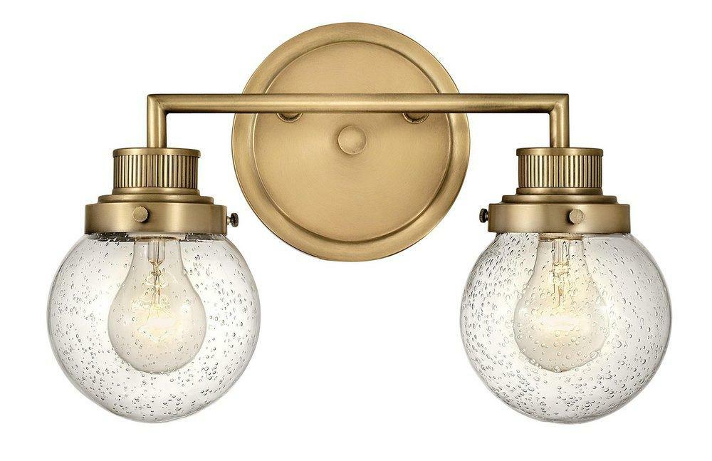 100W 2-Light Medium E-26 Vanity Fixture In Heritage Brass Bathroom Lighting Heritage Brass