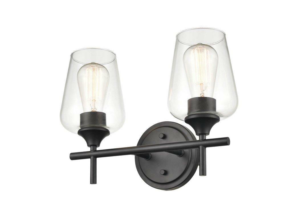 100W 2-Light Medium E-26 Vanity Fixture In Matte Black Bathroom Lighting Matte Black