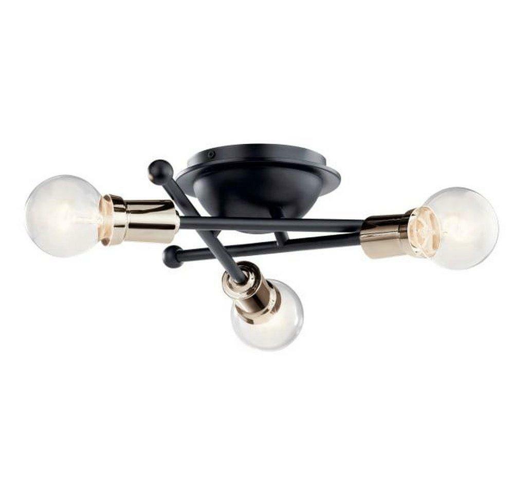 100W 3-Light Medium E-26 Incandescent Flush Mount Ceiling Fixture In Black Ceiling Lighting Black