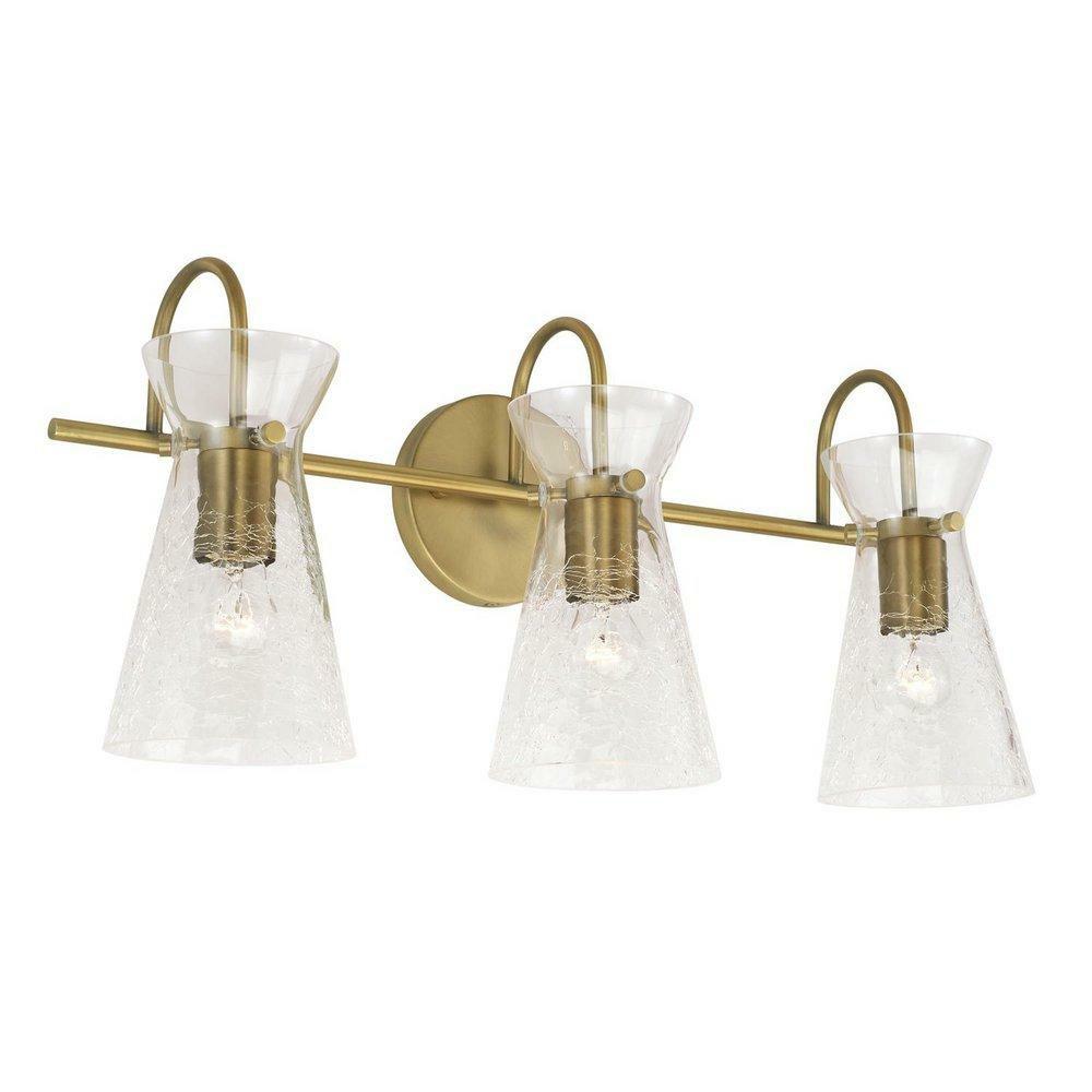 100W 3-Light Medium E-26 Vanity Fixture In Aged Brass Bathroom Lighting Aged Brass