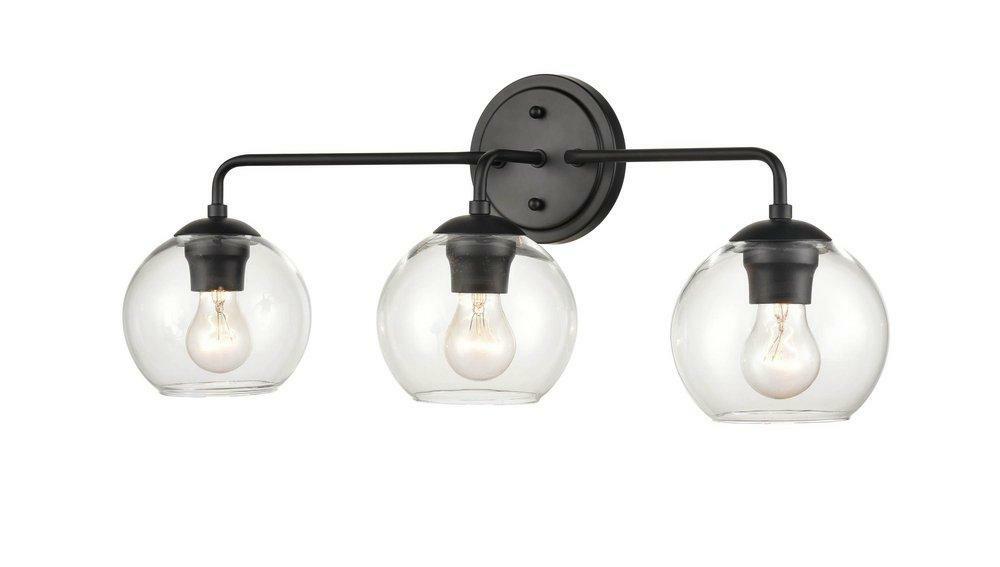 100W 3-Light Medium E-26 Vanity Fixture In Matte Black Bathroom Lighting Matte Black