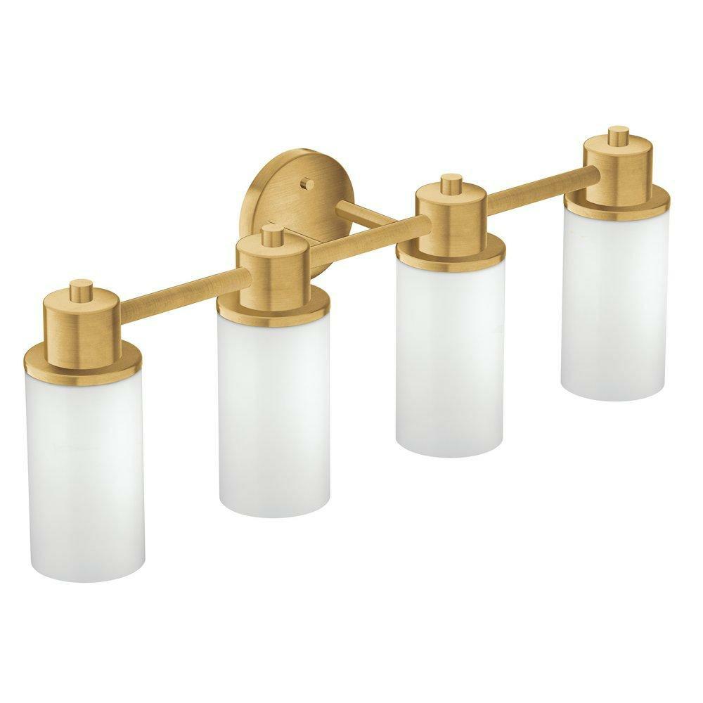 100W 4-Light Medium E-26 Vanity Fixture In Brushed Gold Bathroom Lighting Brushed Gold