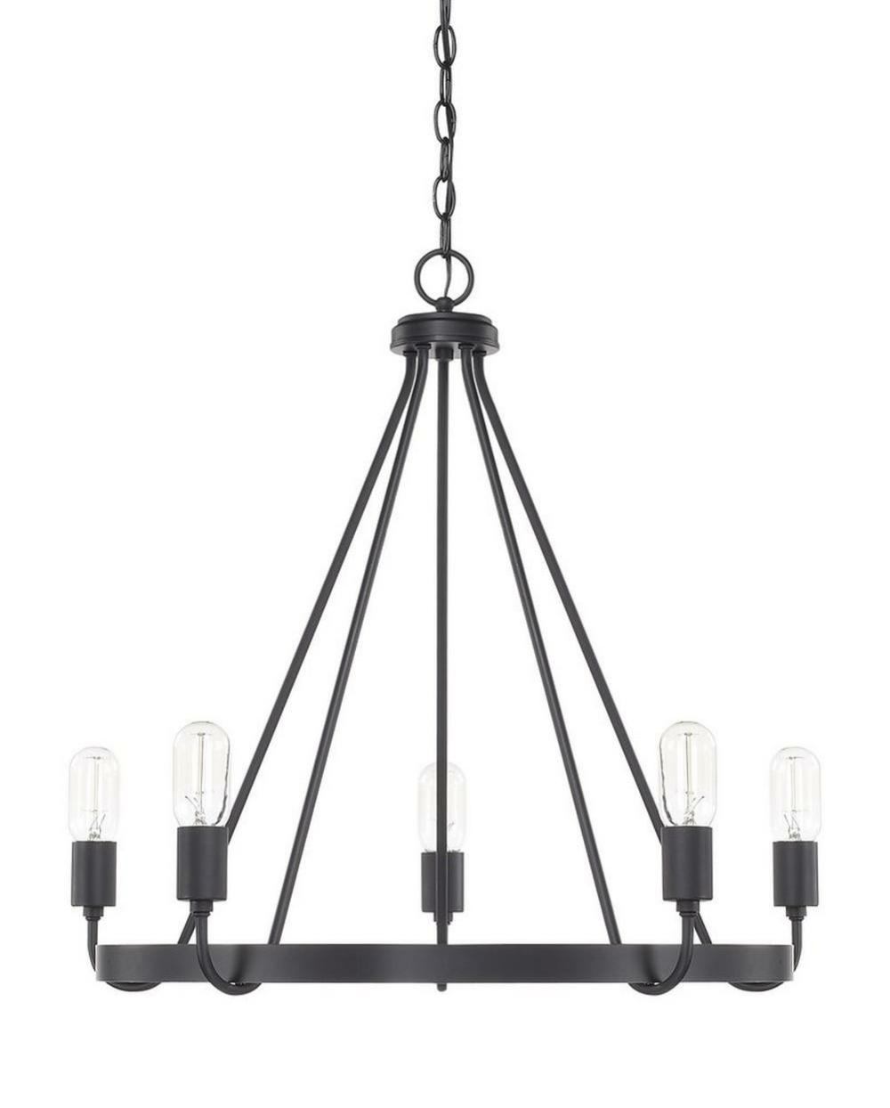 100W 5-Light Chandelier In Matte Black Chandeliers Matte Black