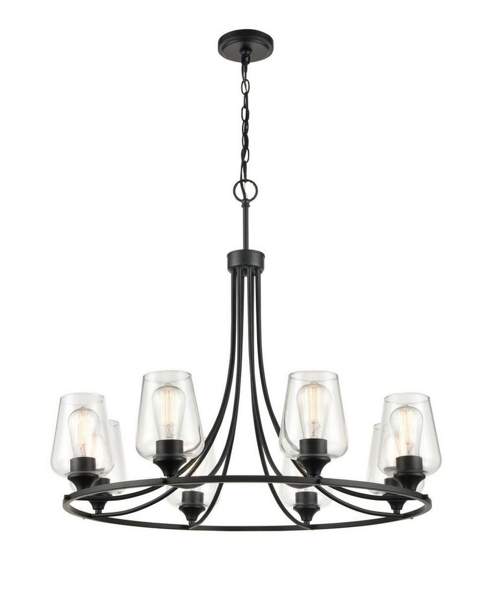 100W 8-Light Medium E-26 Chandelier In Matte Black Chandeliers Matte Black