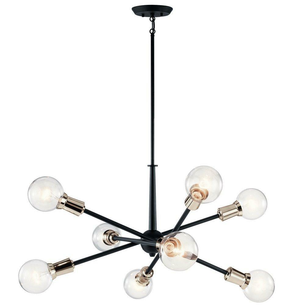 100W 8-Light Medium E-26 Incandescent Chandelier In Black Chandeliers Black