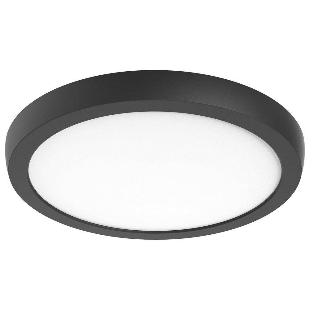 12 X 1-3/50 In. 19.5W 1-Light Led Contemporary Flush Mount Ceiling Fixture In Black Ceiling Lighting Black