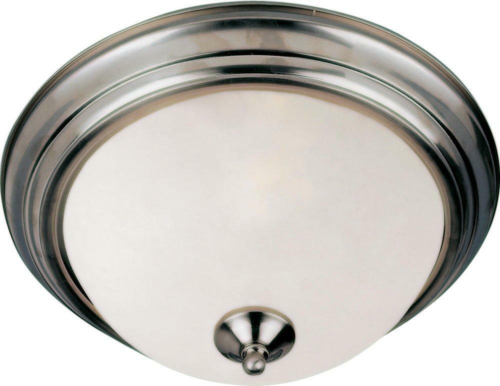 13-1/2 In. 2-Light Flushmount In Satin Nickel With Frosted Glass Shade Ceiling Lighting Satin Nickel