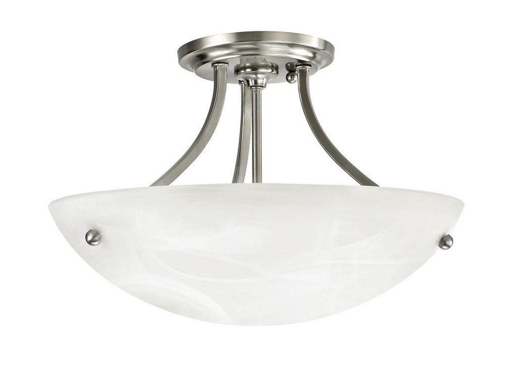 15-3/4 In. 100W 2-Light Medium E-26 Flush Mount Ceiling Fixture In Brushed Nickel Ceiling Lighting Brushed Nickel