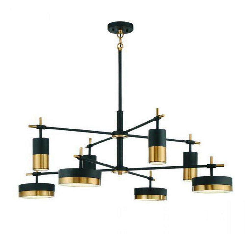 15 X 42 In. 7W 2-Tier 8-Light Led Contemporary And Modern Chandelier In Matte Black With Warm Brass Chandeliers Matte Black/Warm Brass