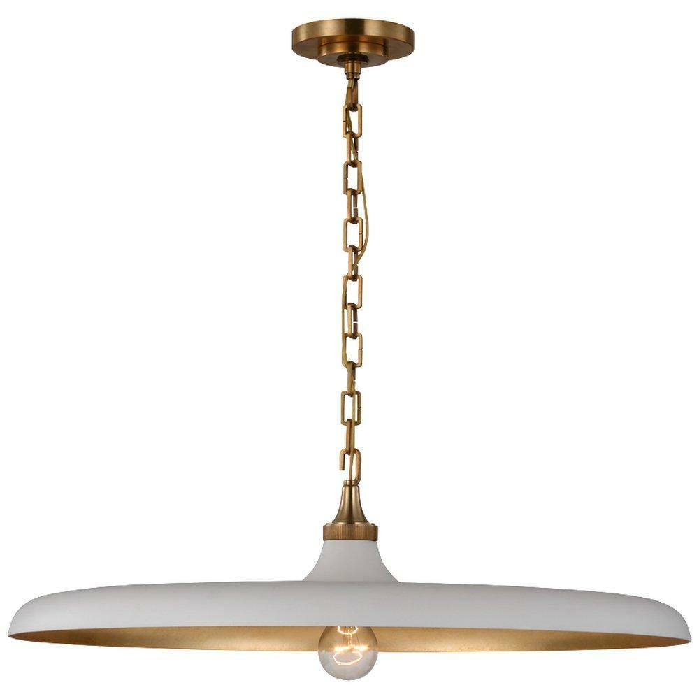 15W 1-Light Medium E-26 Pendant Light In Hand-Rubbed Antique Brass With Plaster White Indoor Lighting Hand-Rubbed Antique Brass/Plaster White