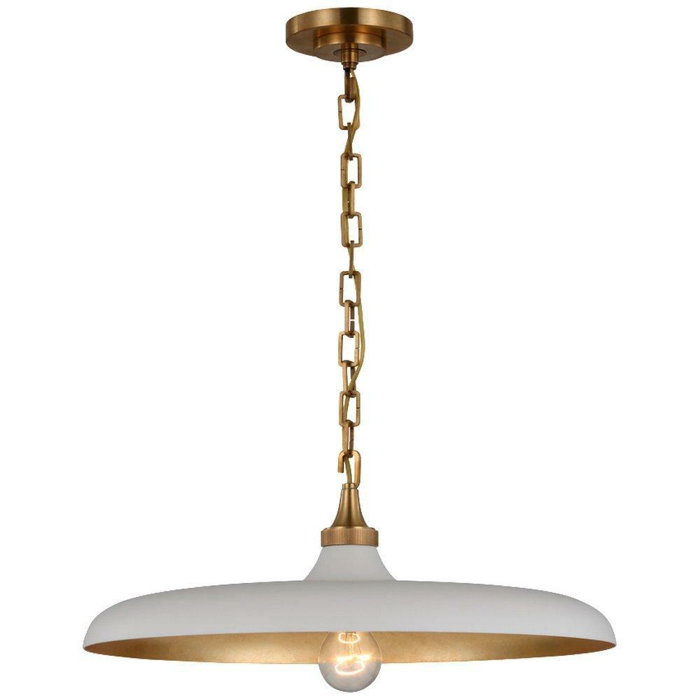 15W 1-Light Medium E-26 Pendant Light In Hand-Rubbed Antique Brass With Plaster White Indoor Lighting Hand-Rubbed Antique Brass/Plaster White