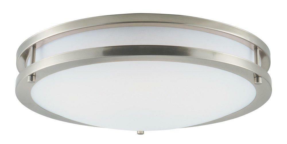 16 In. 23W 1-Light Integrated Led Flush Mount Ceiling Fixture In Satin Nickel Ceiling Lighting Satin Nickel