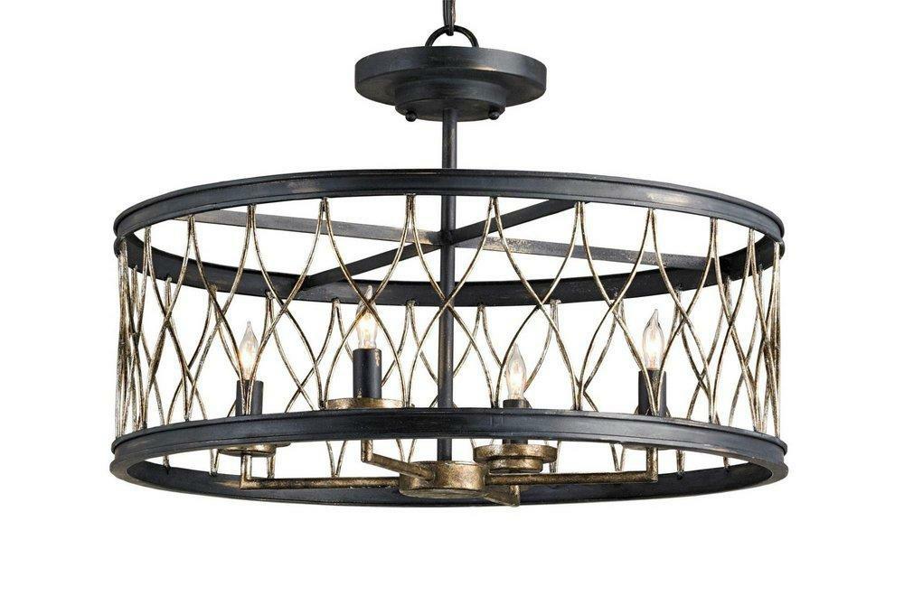 16 In. 4-Light Semi-Flush Mount Ceiling Fixture In French Black With Pyrite Bronze Ceiling Lighting French Black/Pyrite Bronze