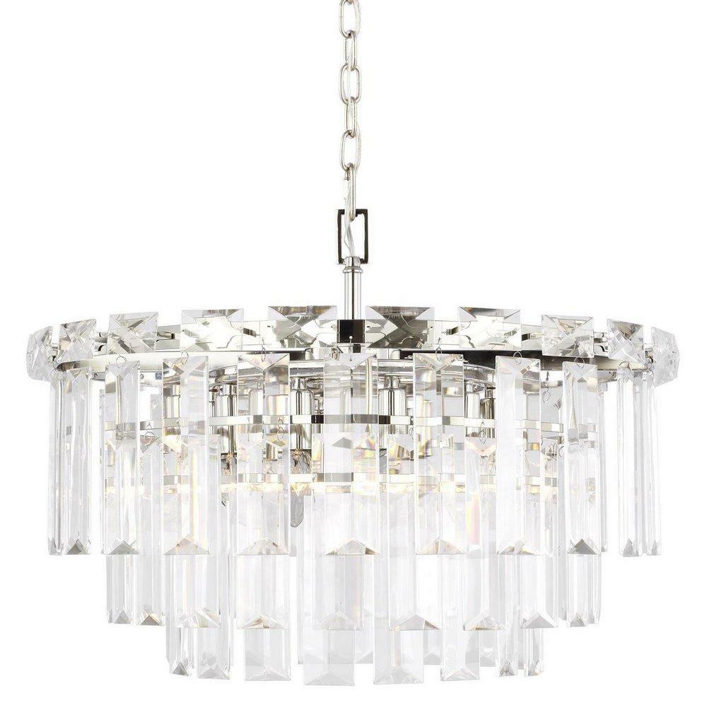 17-1/4 X 24-3/25 In. 60W 1-Tier 10-Light Luxe Chandelier In Polished Nickel Chandeliers Nickel