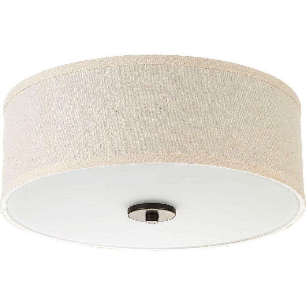 17W 1-Light Led Ceiling Light With Fabric Shade Linen And Etched In Antique Bronze Ceiling Lighting Antique Bronze