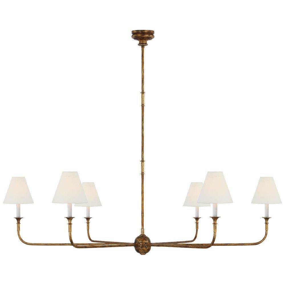 18-1/4 X 58 In. 40W 1-Tier 6-Light Transitional Chandelier In Antique Gild Chandeliers Antique Gold