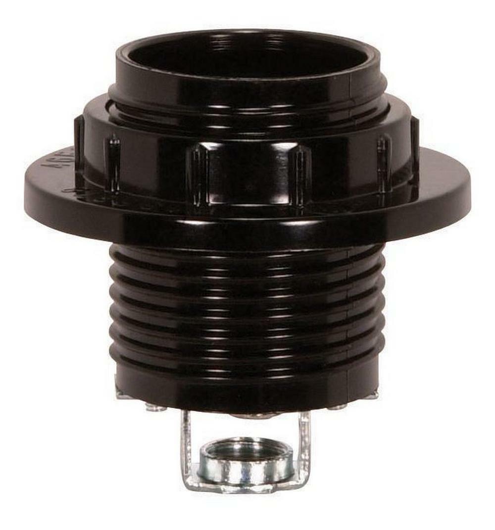 1/8 In. 660W 250V Threaded Socket With Ring In Black Indoor Lighting Parts & Accessories Black