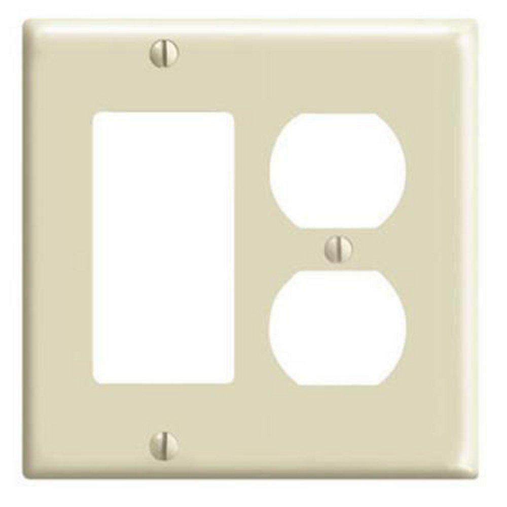 2-Gang 1-Duplex 1-Decora Or Gfci Device Combination Wallplate In Ivory Indoor Lighting Parts & Accessories Ivory