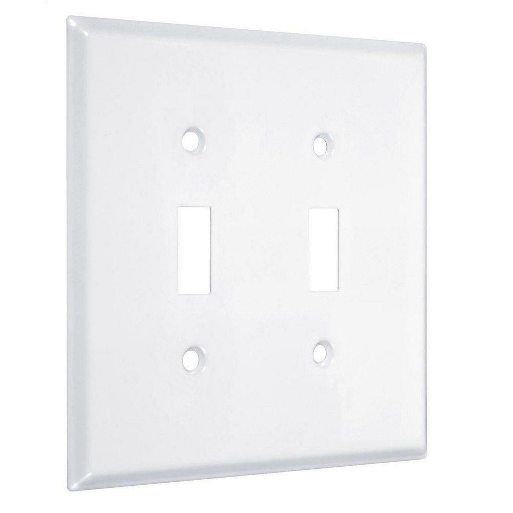 2-Gang Jumbo Metal Wall Plate In White Smooth Indoor Lighting Parts & Accessories White