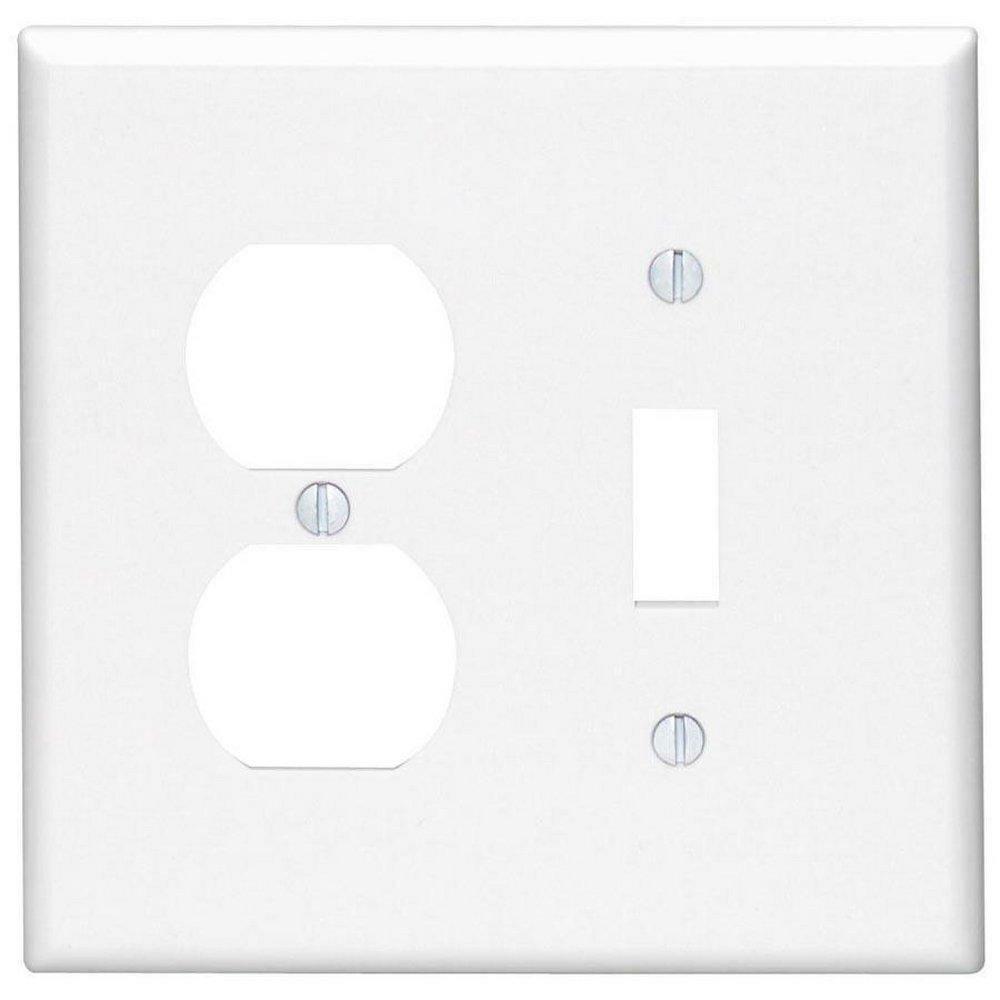 2-Gang Mid Size Combination Plate In White Indoor Lighting Parts & Accessories White