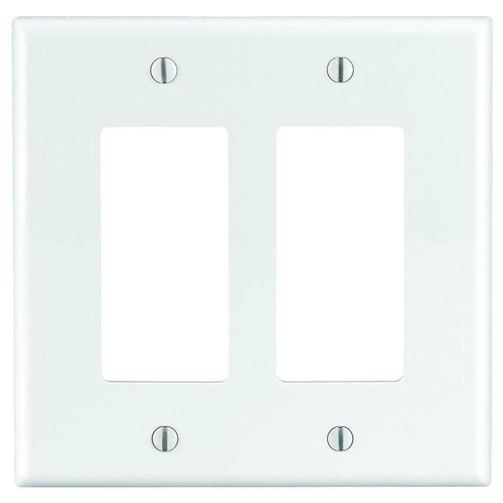 2 Gang Thermoplastic Nylon Wall Plate In White Indoor Lighting Parts & Accessories White