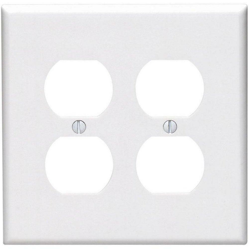 2 Gang Thermoplastic Nylon Wall Plate In White Indoor Lighting Parts & Accessories White