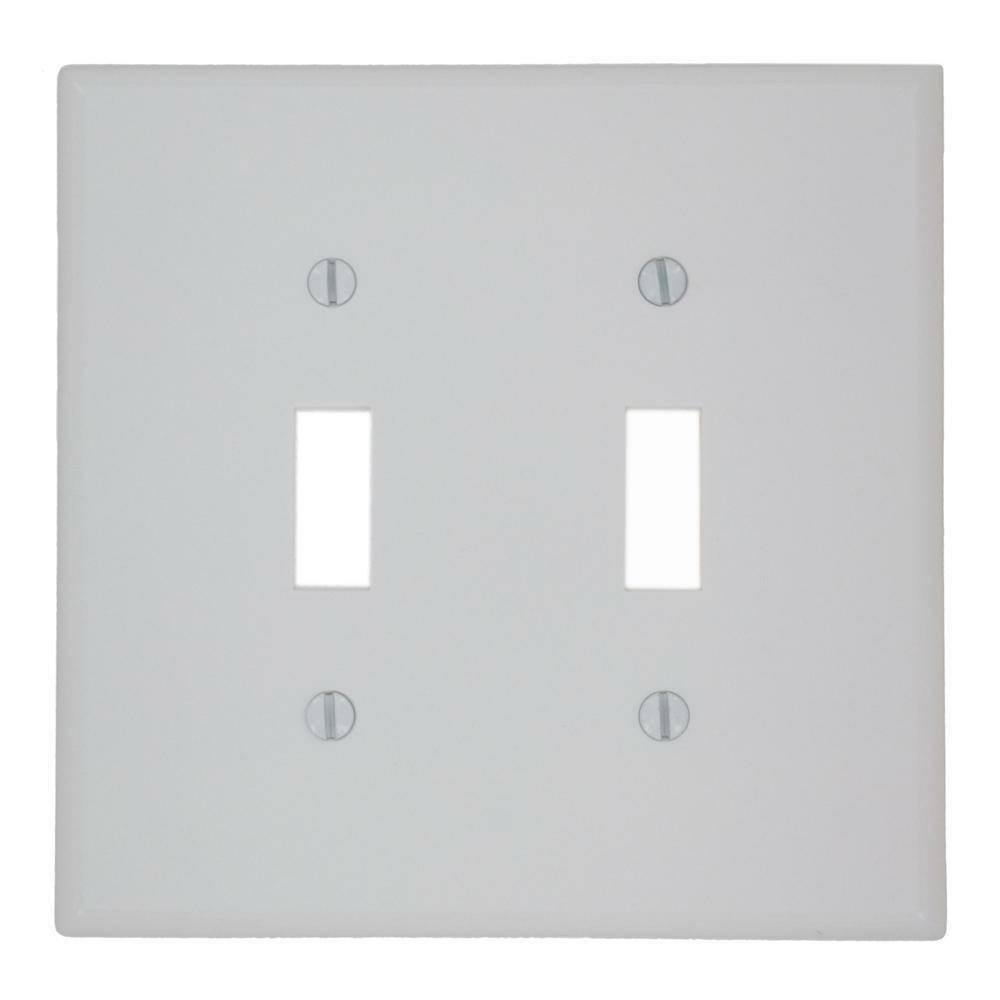 2 Gang Thermoset Plastic Wall Plate In White Indoor Lighting Parts & Accessories White