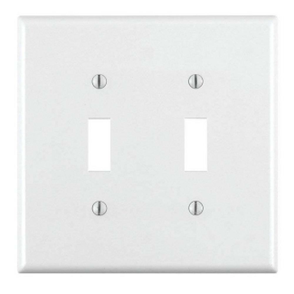 2-Gang Toggle Switch Wall Plate In White Indoor Lighting Parts & Accessories White