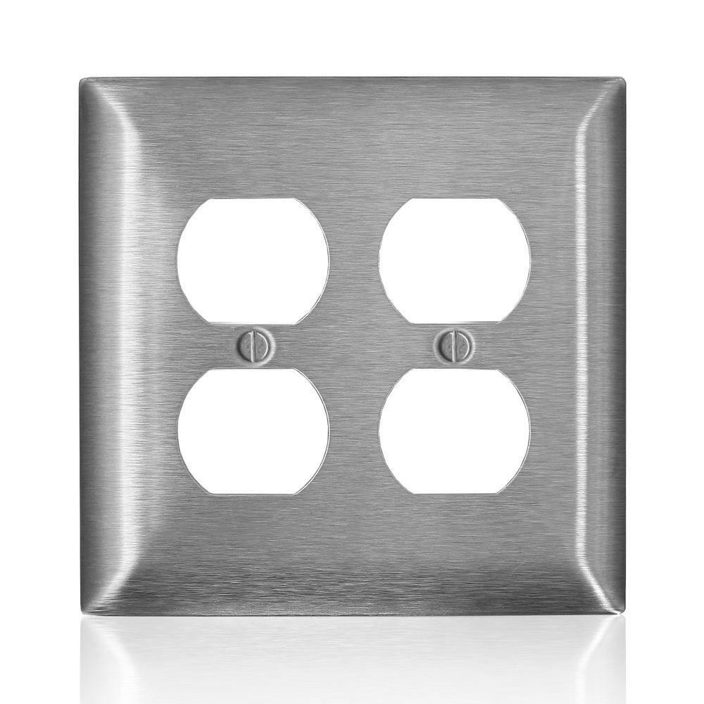 2 Gang Wall Plate In Stainless Steel Indoor Lighting Parts & Accessories Stainless Steel