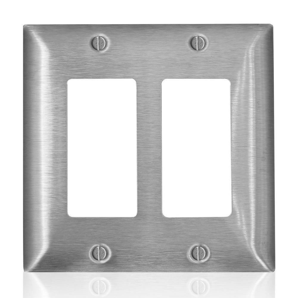 2 Gang Wall Plate In Stainless Steel Indoor Lighting Parts & Accessories Stainless Steel