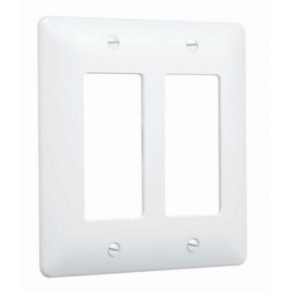 2 Gang Wall Plate In Textured White Light Bulbs & Lighting Accessories