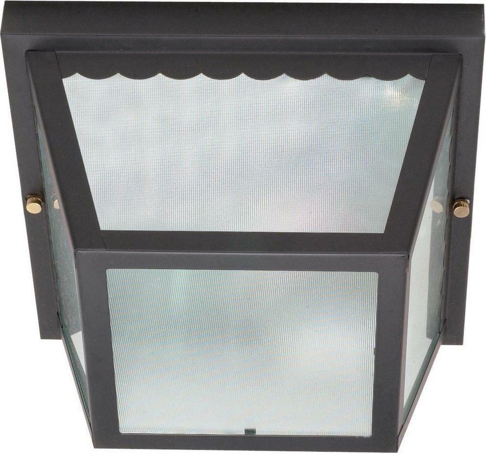 2 Light 60W 9-1/4 In. Flush Mount Ceiling Fixture Black Outdoor Ceiling Lighting Black