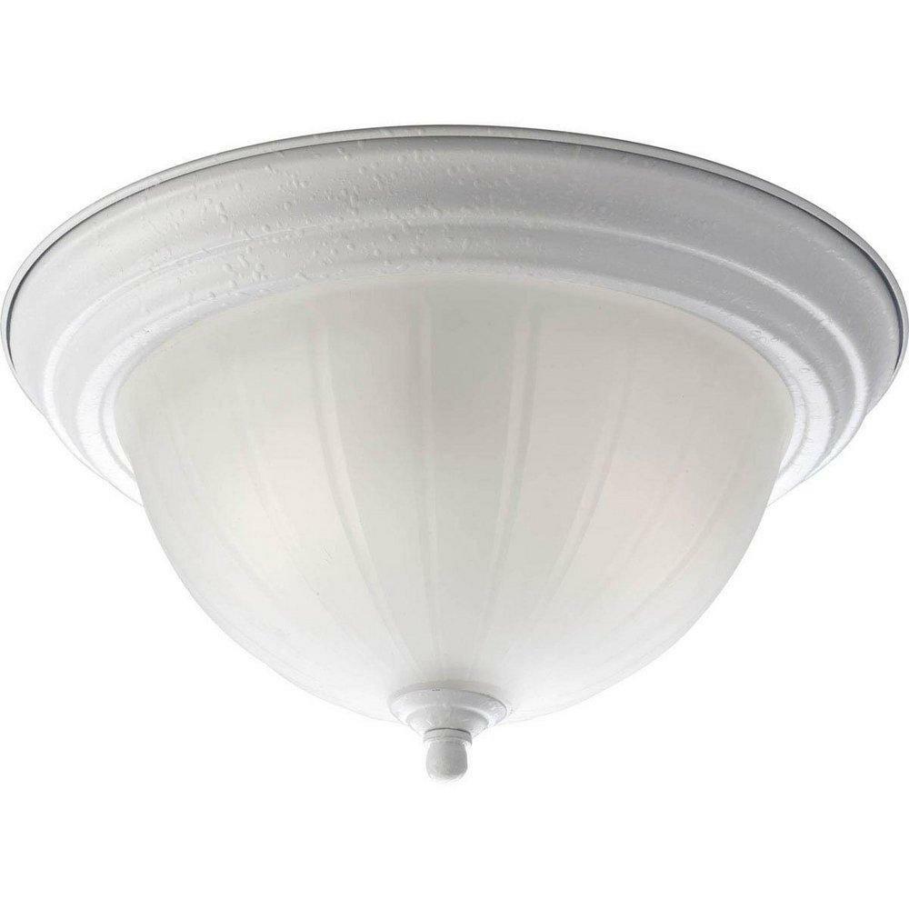 2 Light 75W Ctc Fixture With Etched Ribbed Glass Ceiling Lighting White